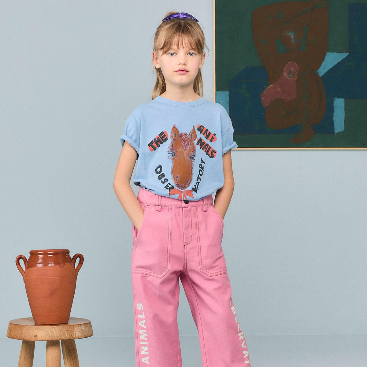 Rooster Kid T-Shirt in Dusty Blue by The Animals Observatory