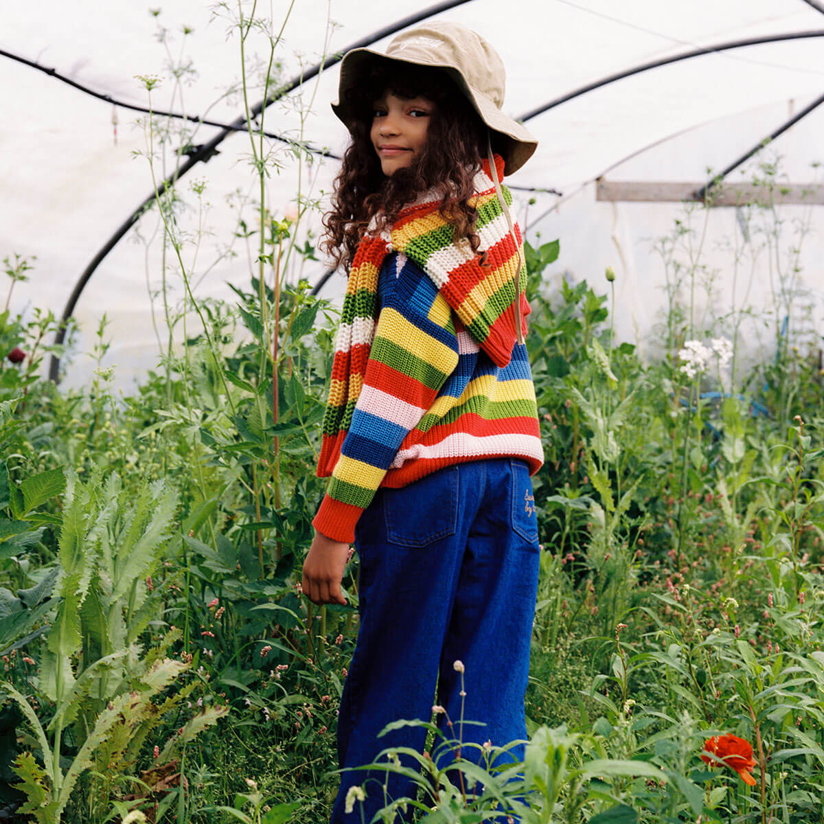 Canela Jumper in Tulip Red Multicolour Stripes by The New Society