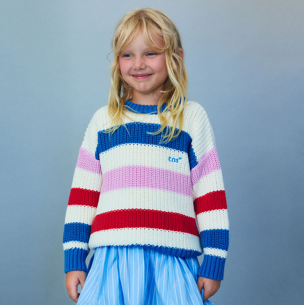 Celosia Jumper in Iris Whisper Stripes by The New Society