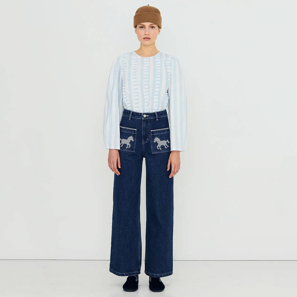 Embroidered Horses Denim Pants by The Tiny Big Sister
