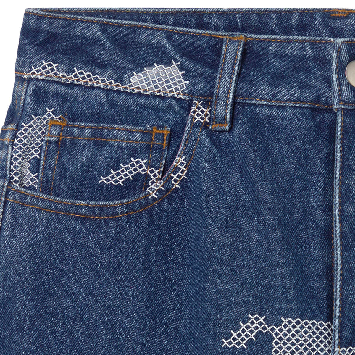 Horses Embroidery Berta Denim Pants by The Tiny Big Sister
