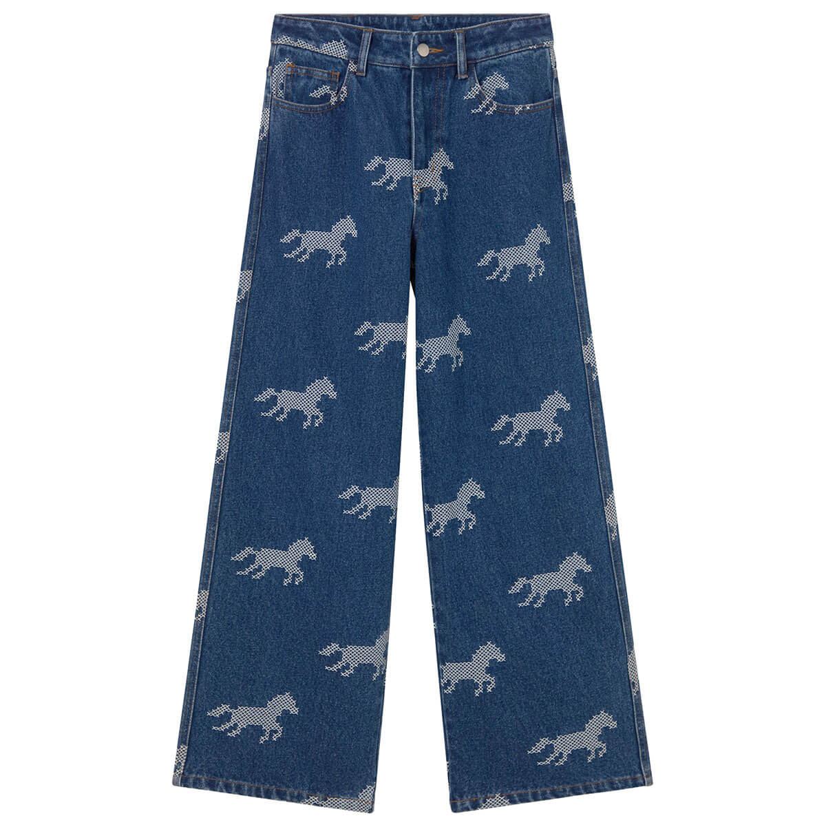 Horses Embroidery Berta Denim Pants by The Tiny Big Sister