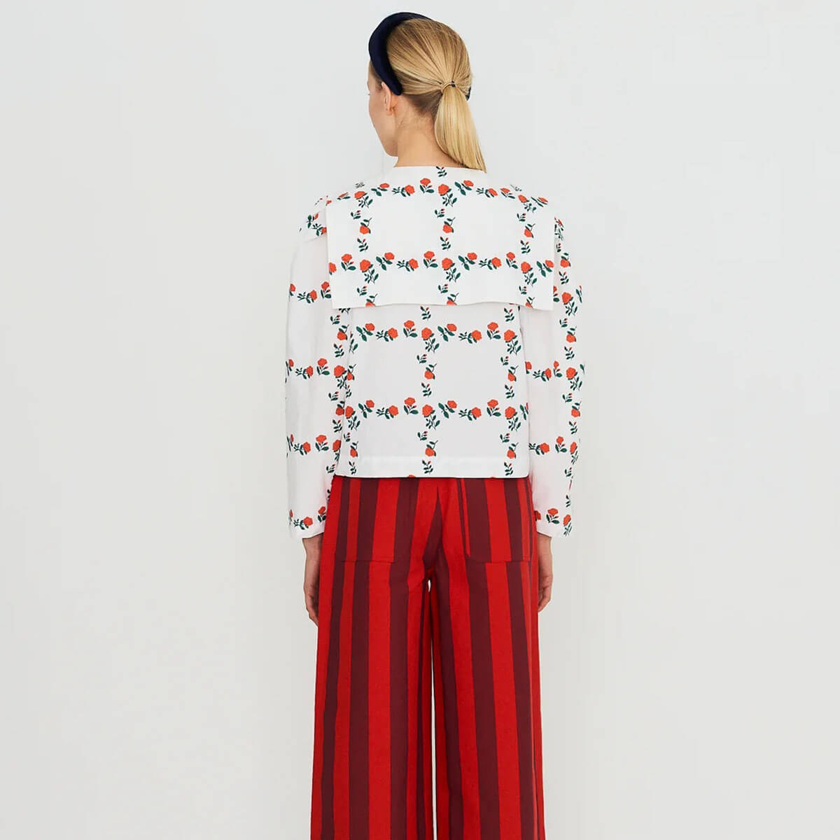 Roses Grid Sailor Neck Blouse by The Tiny Big Sister