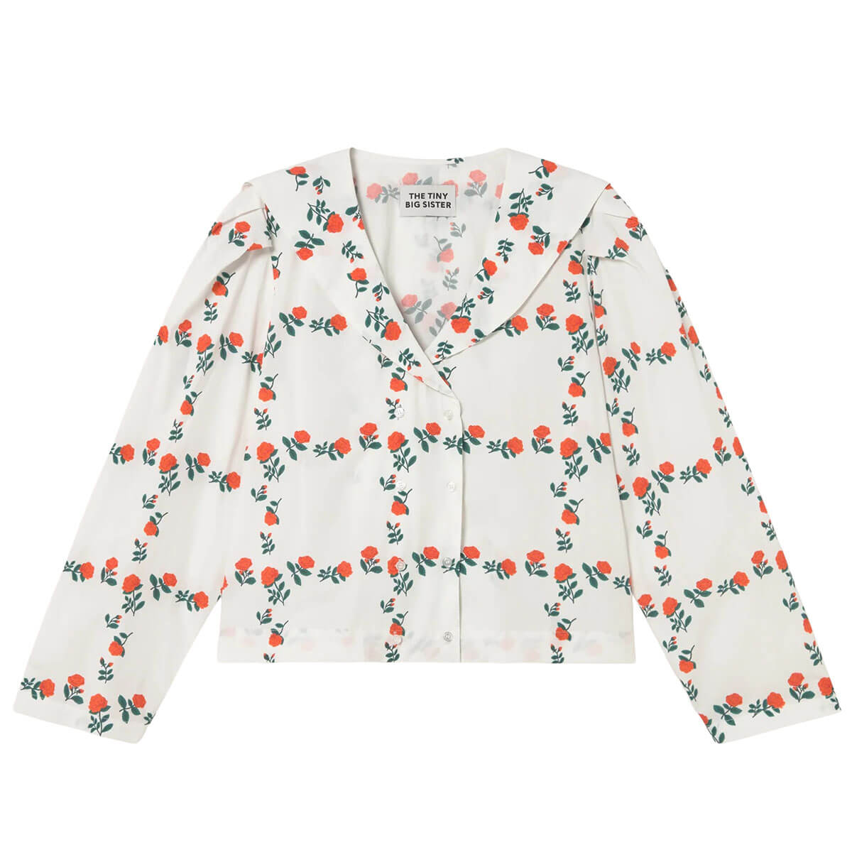 Roses Grid Sailor Neck Blouse by The Tiny Big Sister