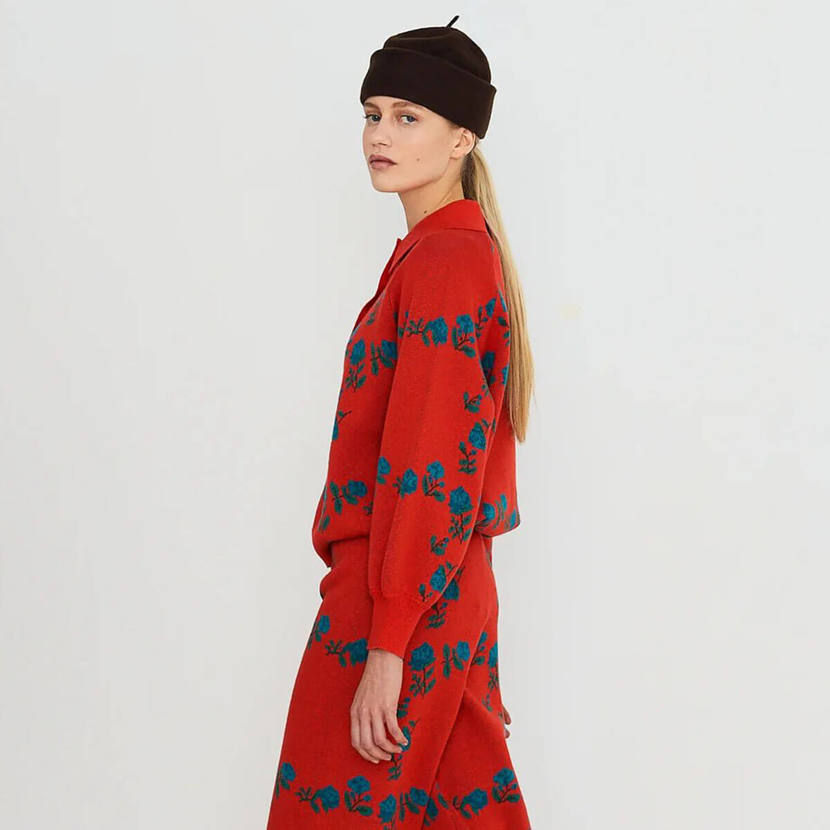 Roses Polo Sweater in Red by The Tiny Big Sister