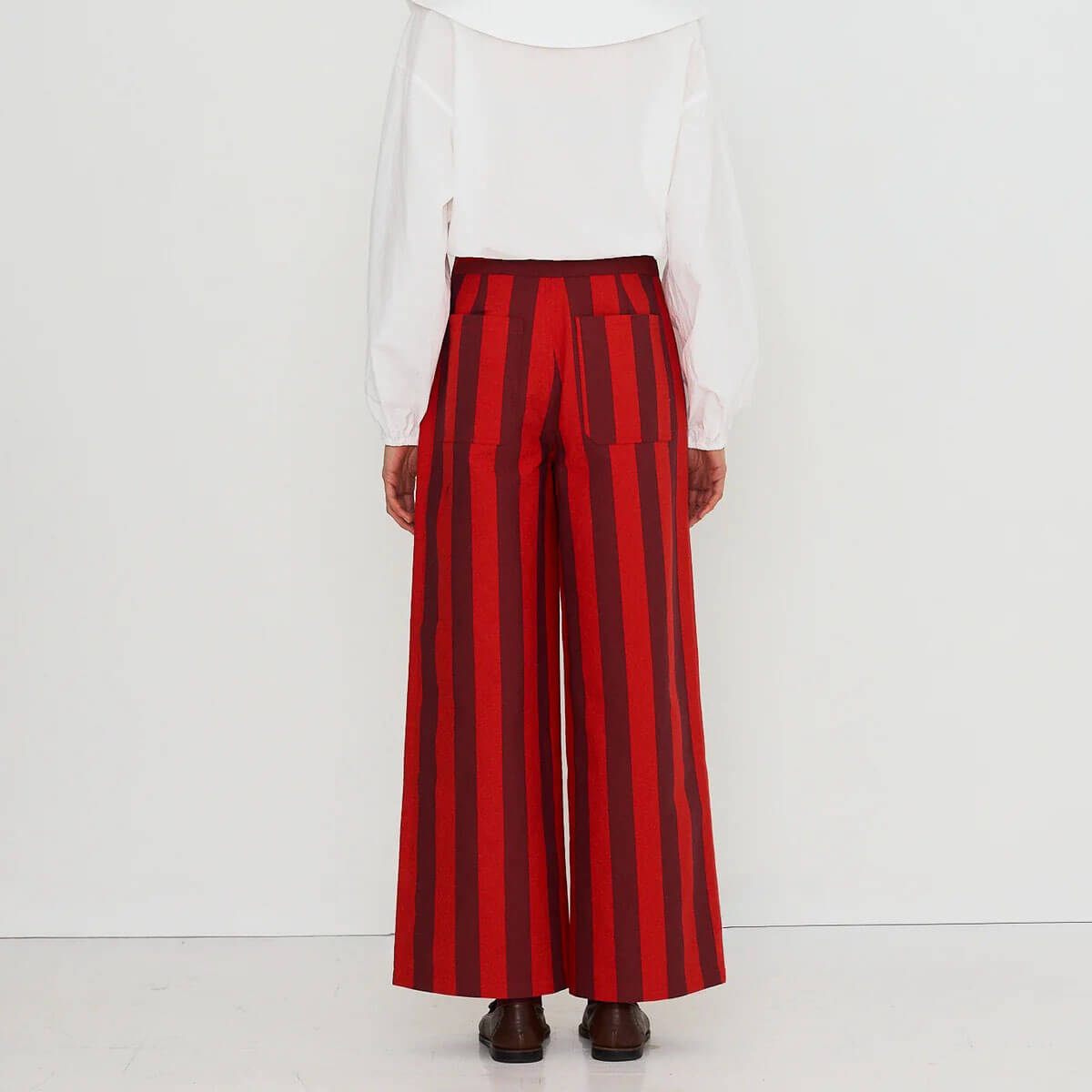 Stripes Denim Pants in Dark Red / Navy by The Tiny Big Sister