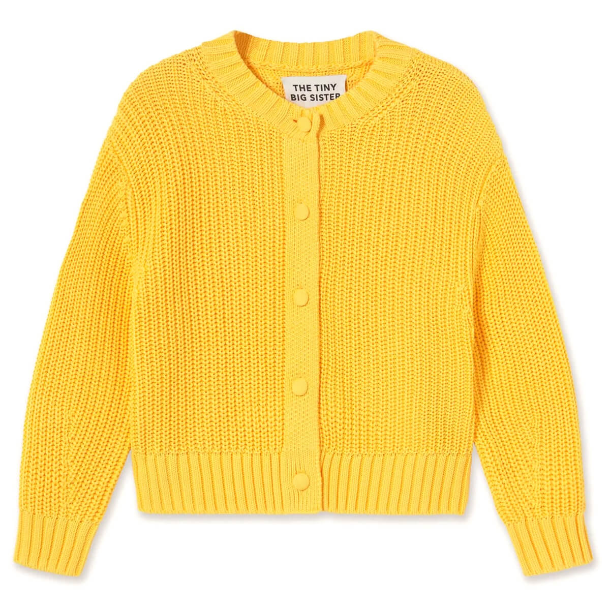 Round Neck Cardigan in Mellow Yellow by The Tiny Big Sister