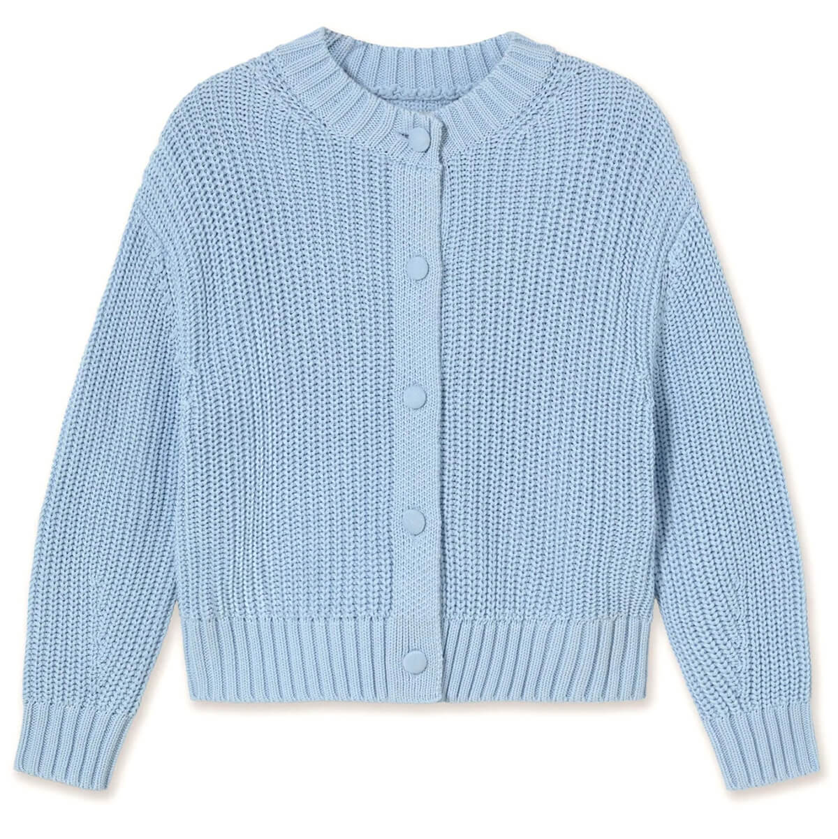 Round Neck Cardigan in Pretty Blue by The Tiny Big Sister - Last Ones In Stock - UK 8-12