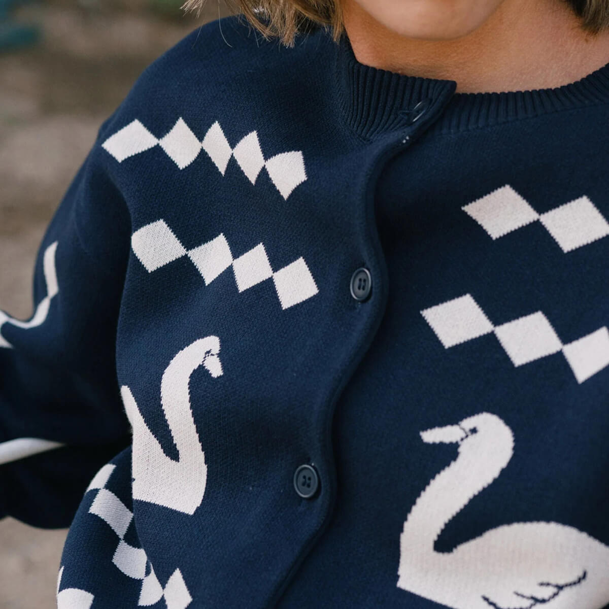 Swans Jacquard Cardigan by The Tiny Big Sister