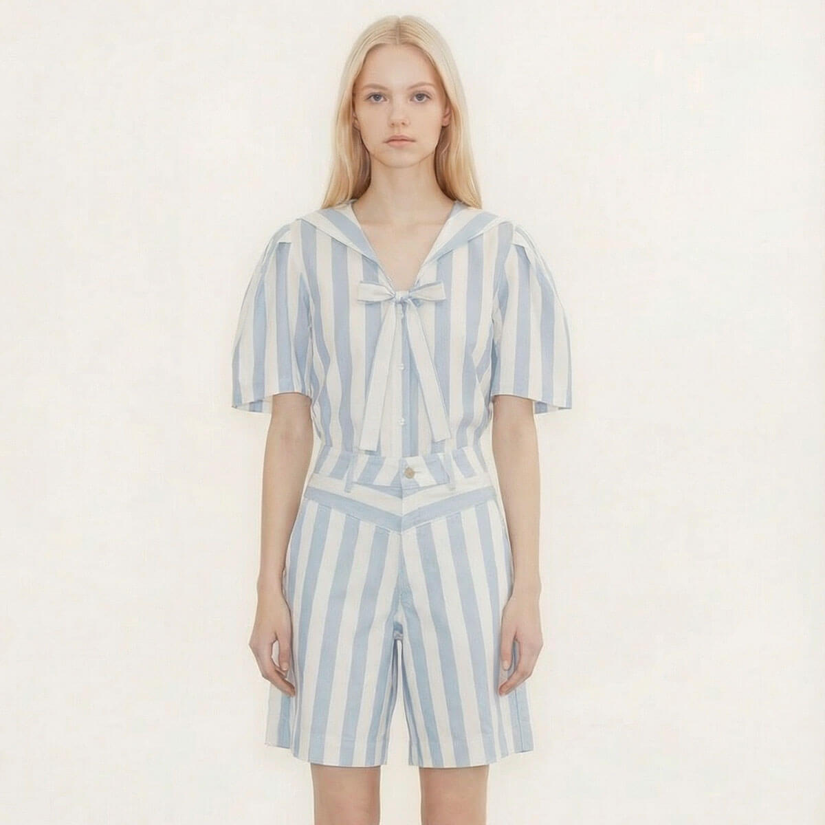 Wide Stripes Sailor Neck Blouse by The Tiny Big Sister
