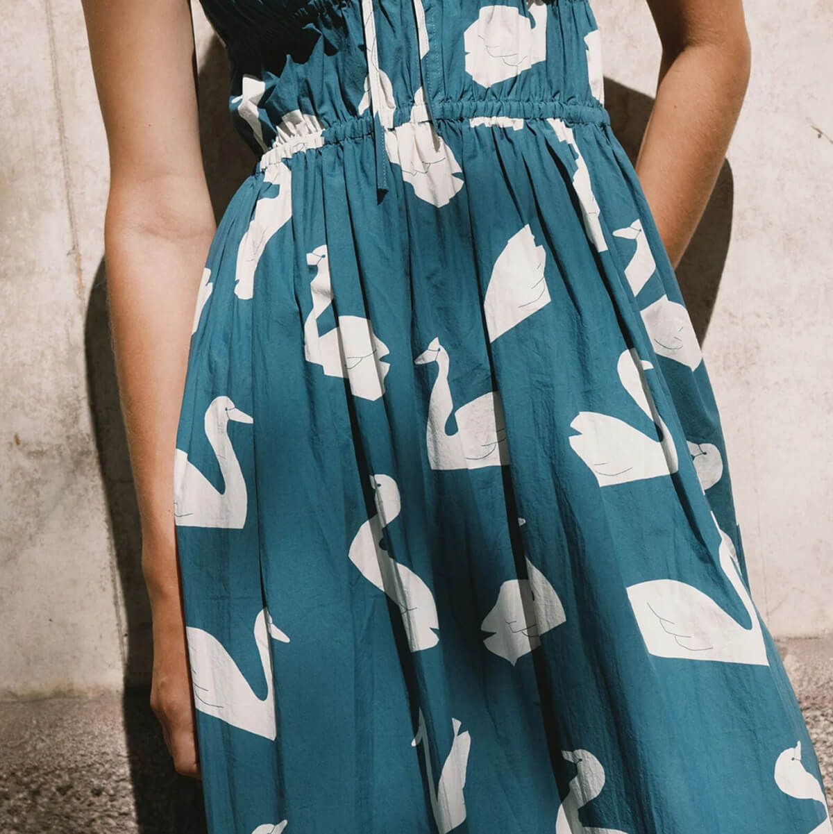 Swans Strap Dress by The Tiny Big Sister - Last Ones In Stock - UK 8-10