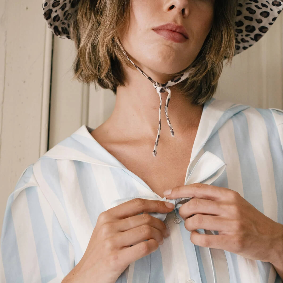 Wide Stripes Sailor Neck Blouse by The Tiny Big Sister - Last Ones In Stock - UK 8-10