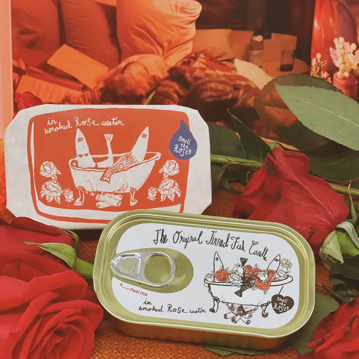 Smoked Rose Water Tinned Fish Candle by Tinned Candle