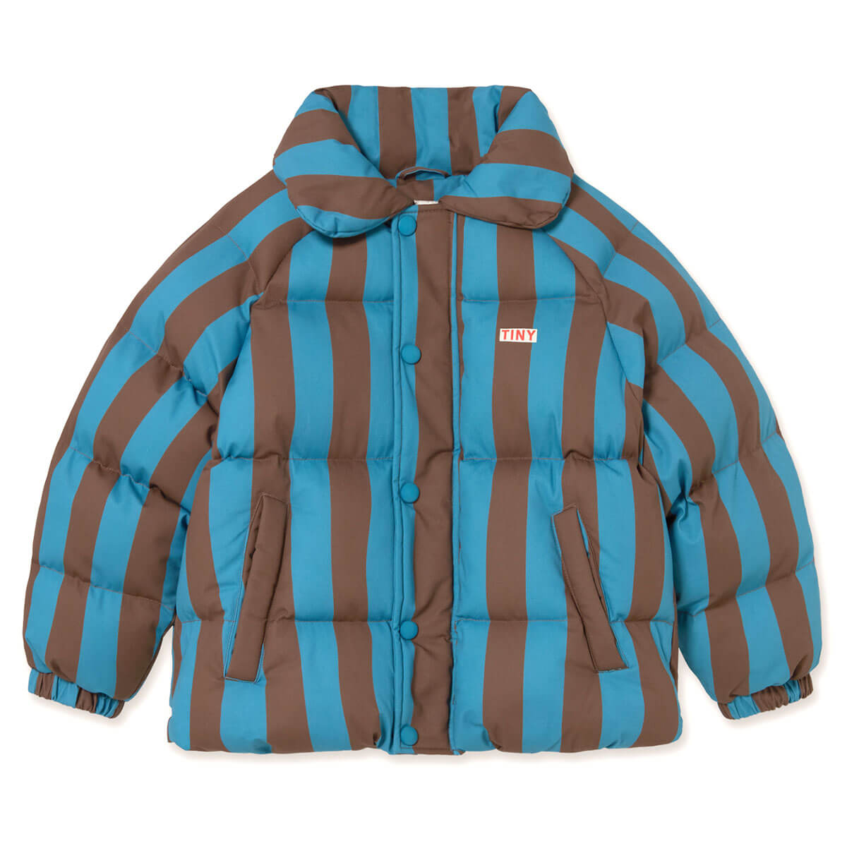 Blue Cacao Stripes Short Padded Jacket in Dark Cyan by Tinycottons