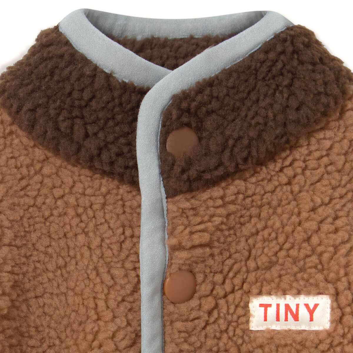 Color Block Sherpa Baby One-Piece in Light Brown by Tinycottons