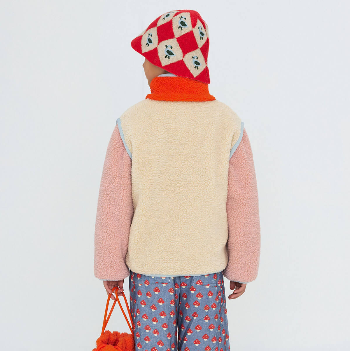 Color Block Sherpa Jacket in Vanilla by Tinycottons