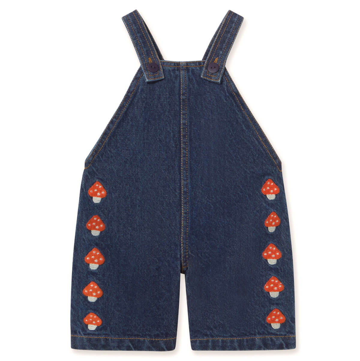 Mini Mushrooms Embroidered Baby Dungaree by Tinycottons