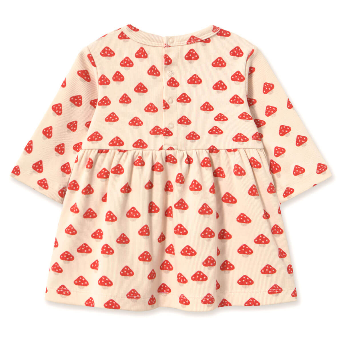 Mini Mushrooms Rib Baby Dress in Ivory by Tinycottons