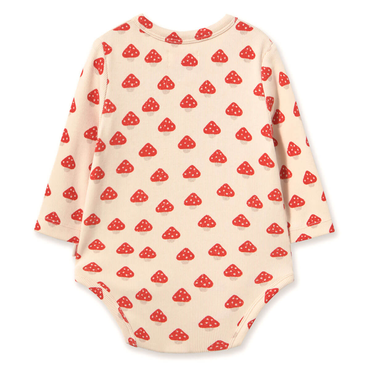 Mini Mushrooms Rib Crossed Baby Body in Ivory by Tinycottons