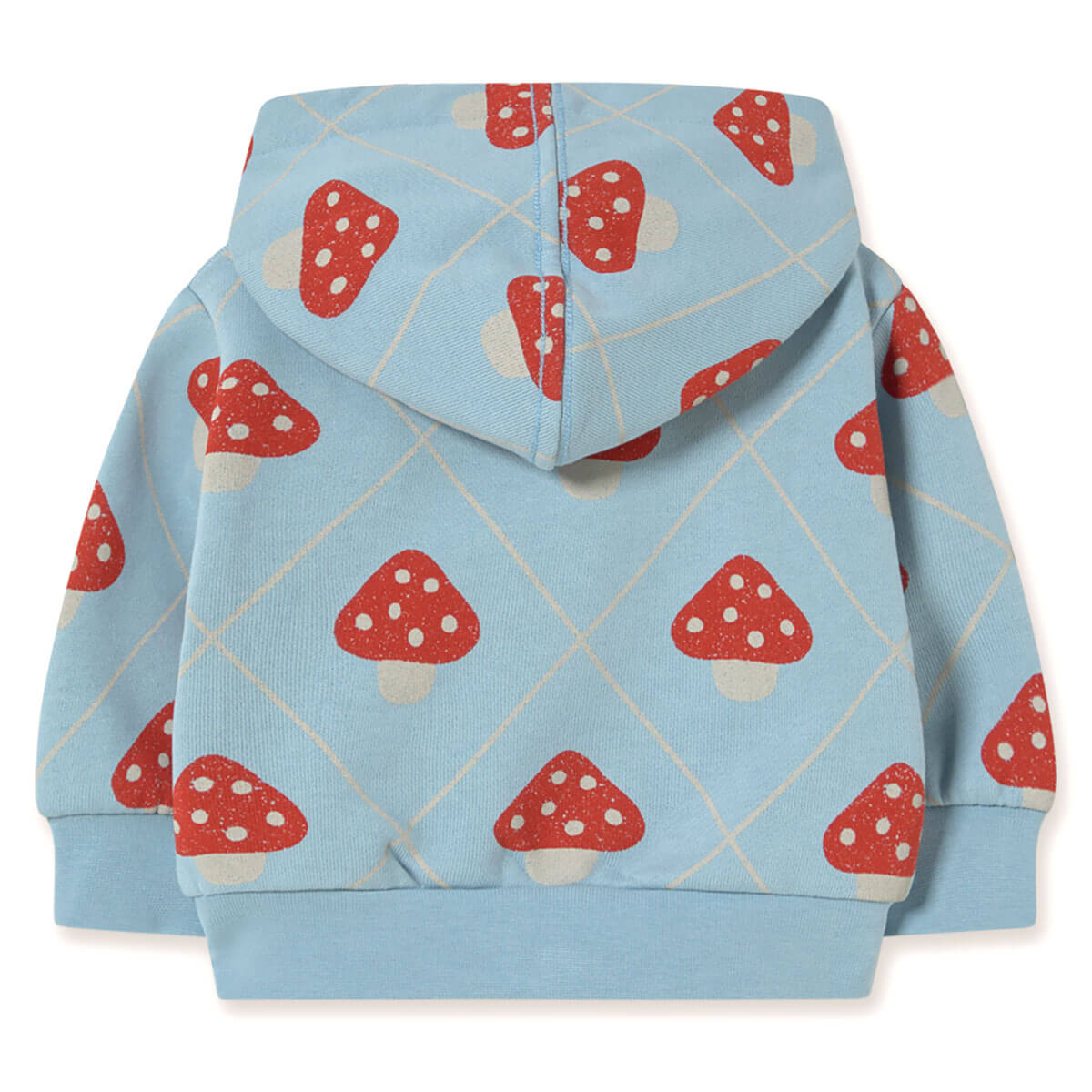 Mushrooms Baby Hoodie in Denim Blue by Tinycottons