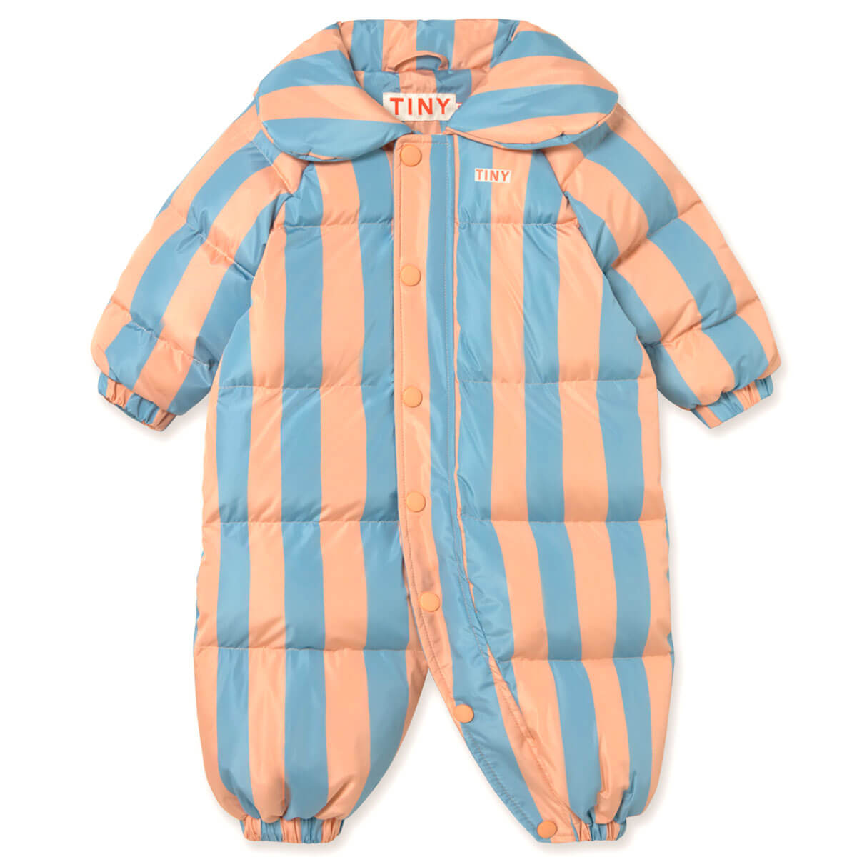 Nude Blue Stripes Padded Baby Overall in Dark Nude by Tinycottons