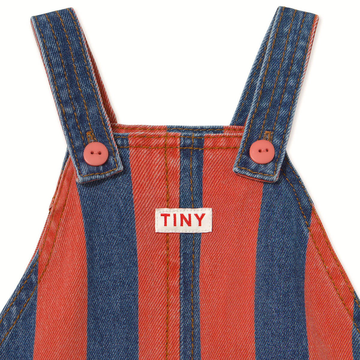 Red Stripes Denim Baby Dungaree by Tinycottons