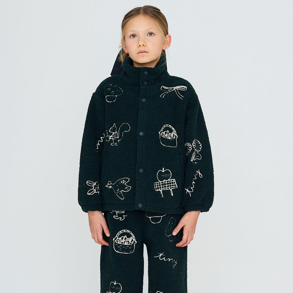 Tiny Apples Sherpa Jacket in Ink Blue by Tinycottons