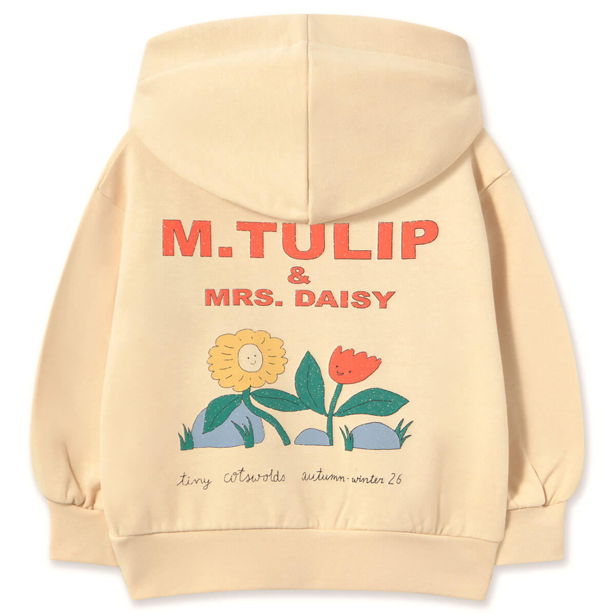 Tulip & Daisy Graphic Hoodie in Vanilla by Tinycottons
