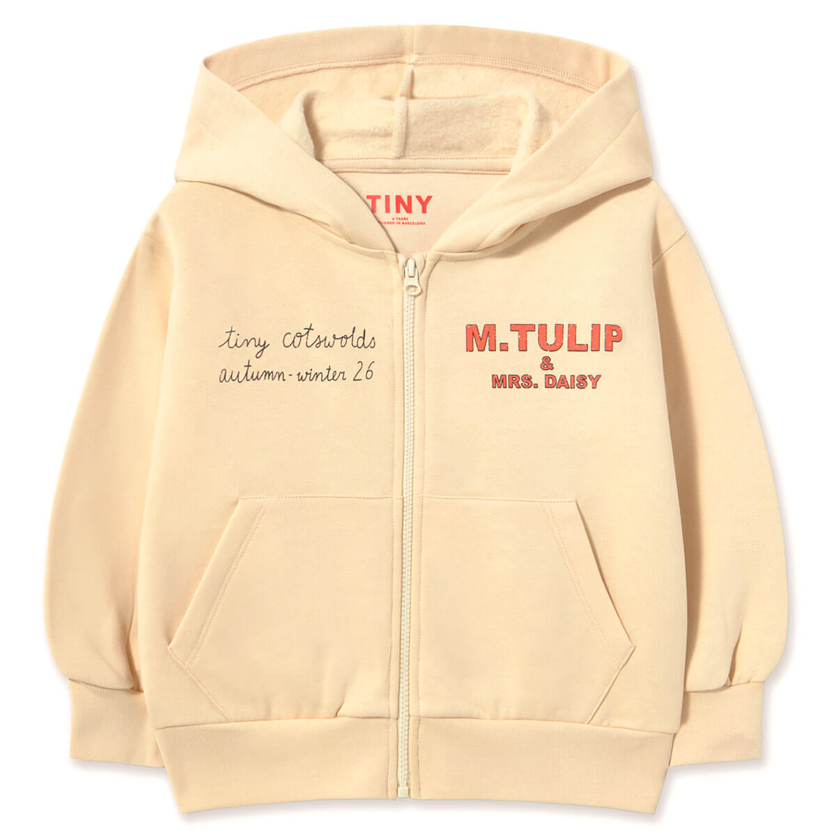 Tulip & Daisy Graphic Hoodie in Vanilla by Tinycottons