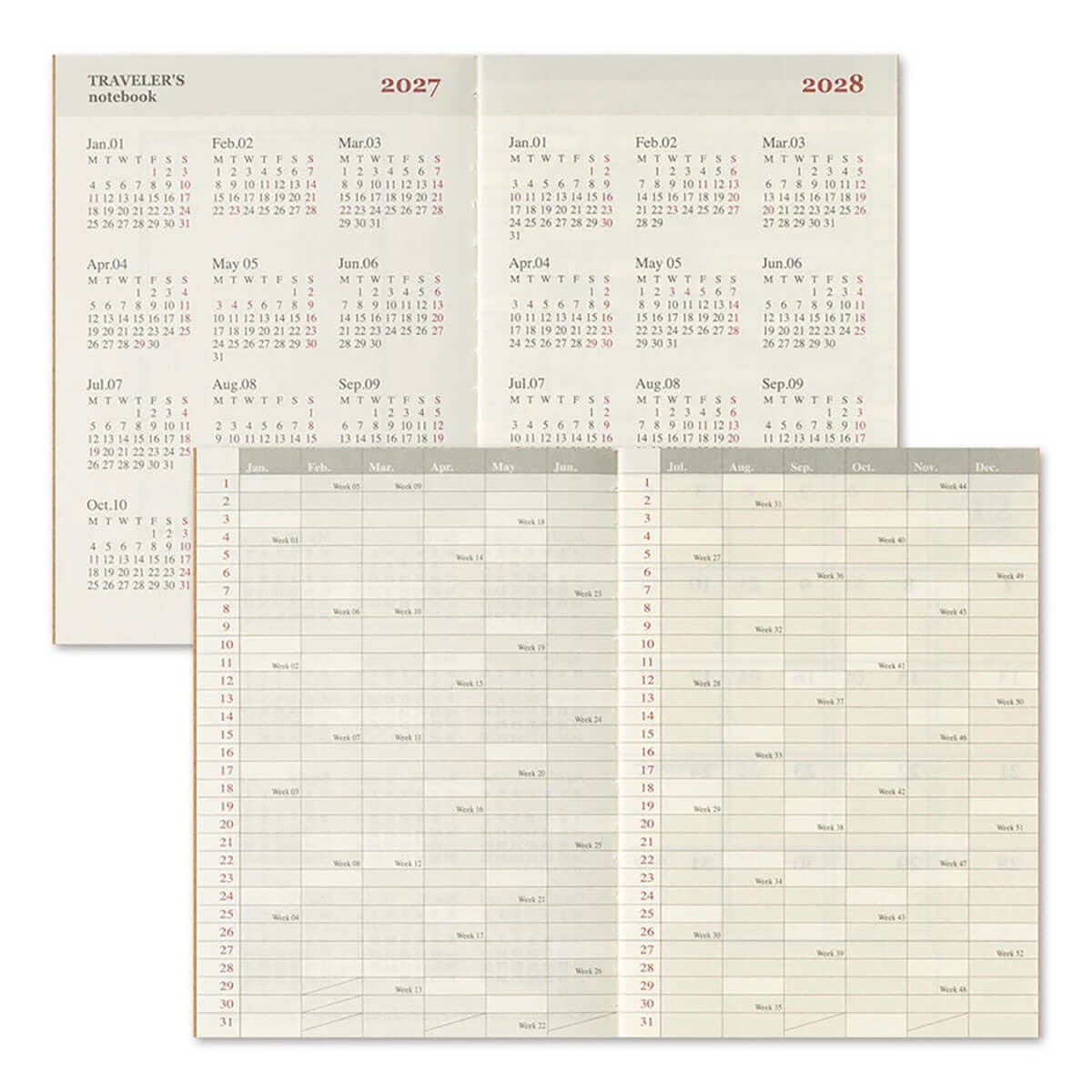Traveler's Notebook Passport Size Refill Monthly 2027 by Traveler's Company
