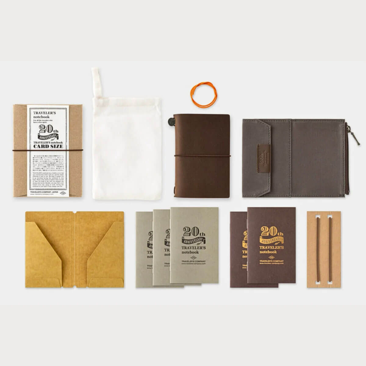 Traveler's Notebook Card Size 20th Anniversary Set in Brown by Traveler's Company