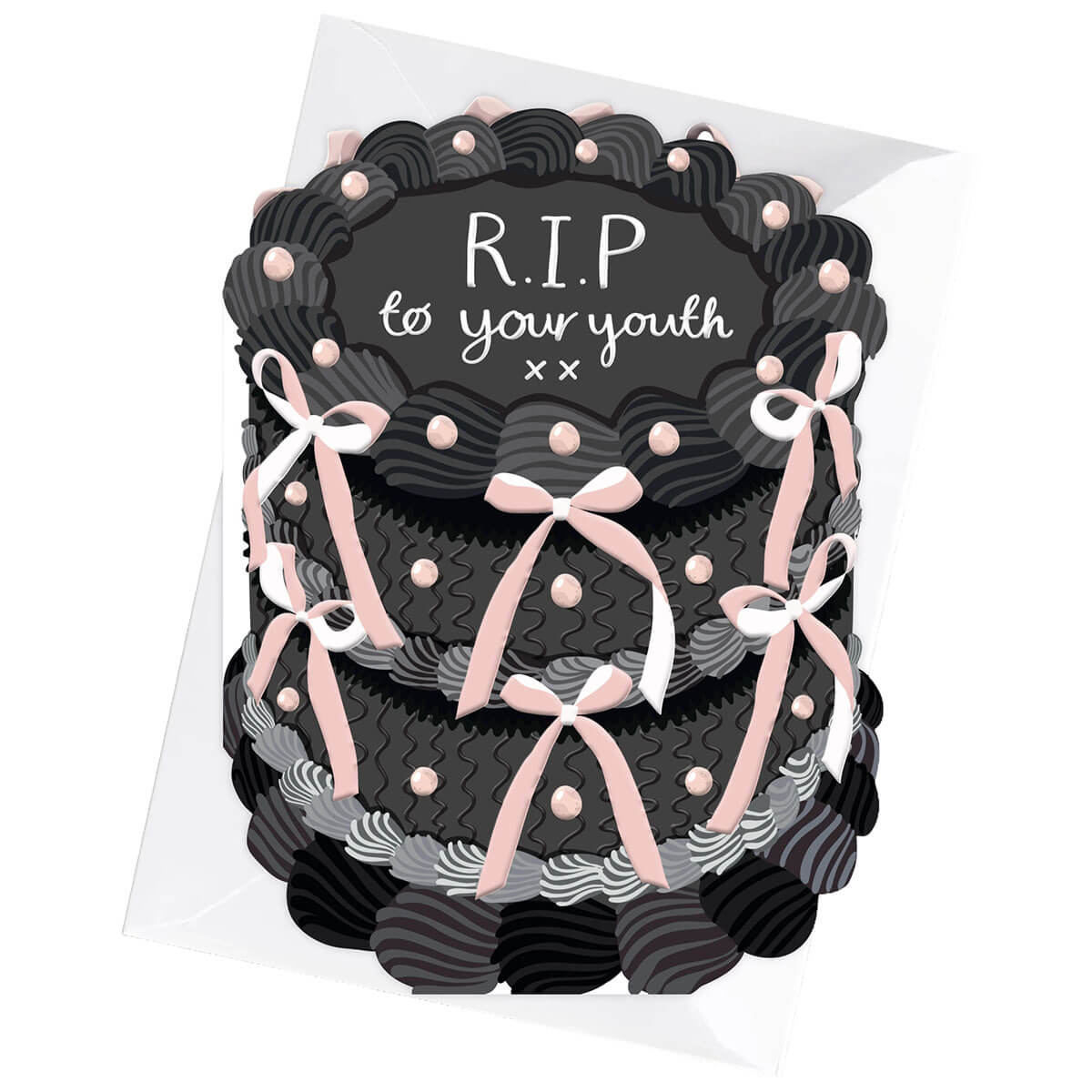 Rip To Your Youth Cake Shaped Greetings Card by Two For Joy Illustration