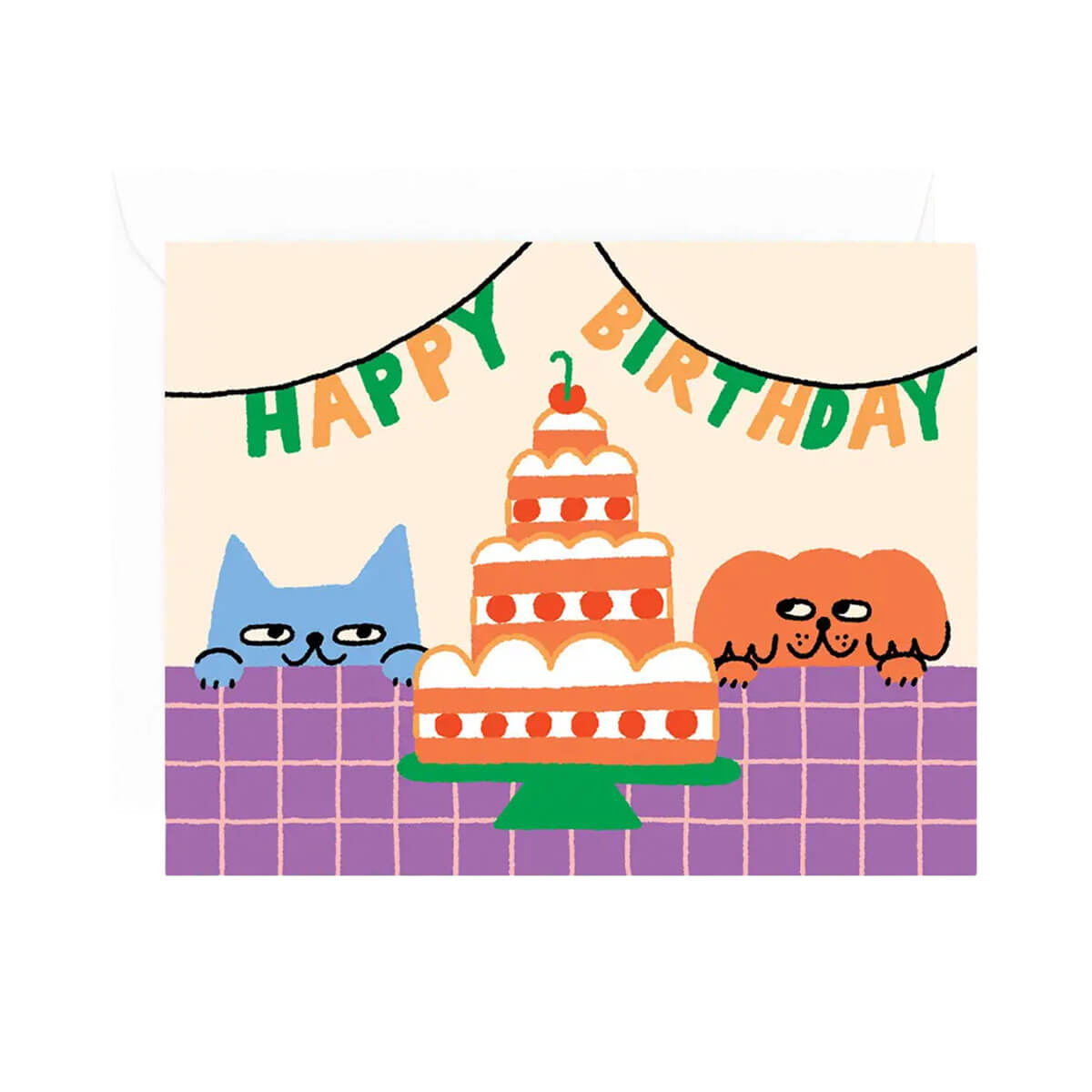 Cat & Dog Birthday Greetings Card by Odile Ferraille for Wrap