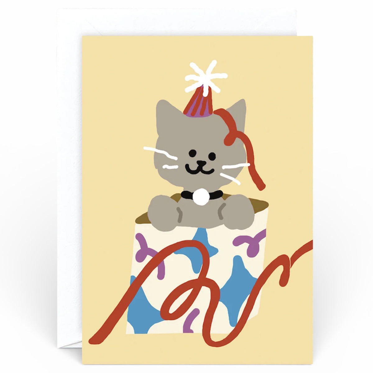 Cat In A Present Greetings Card by Limoo Park for Wrap