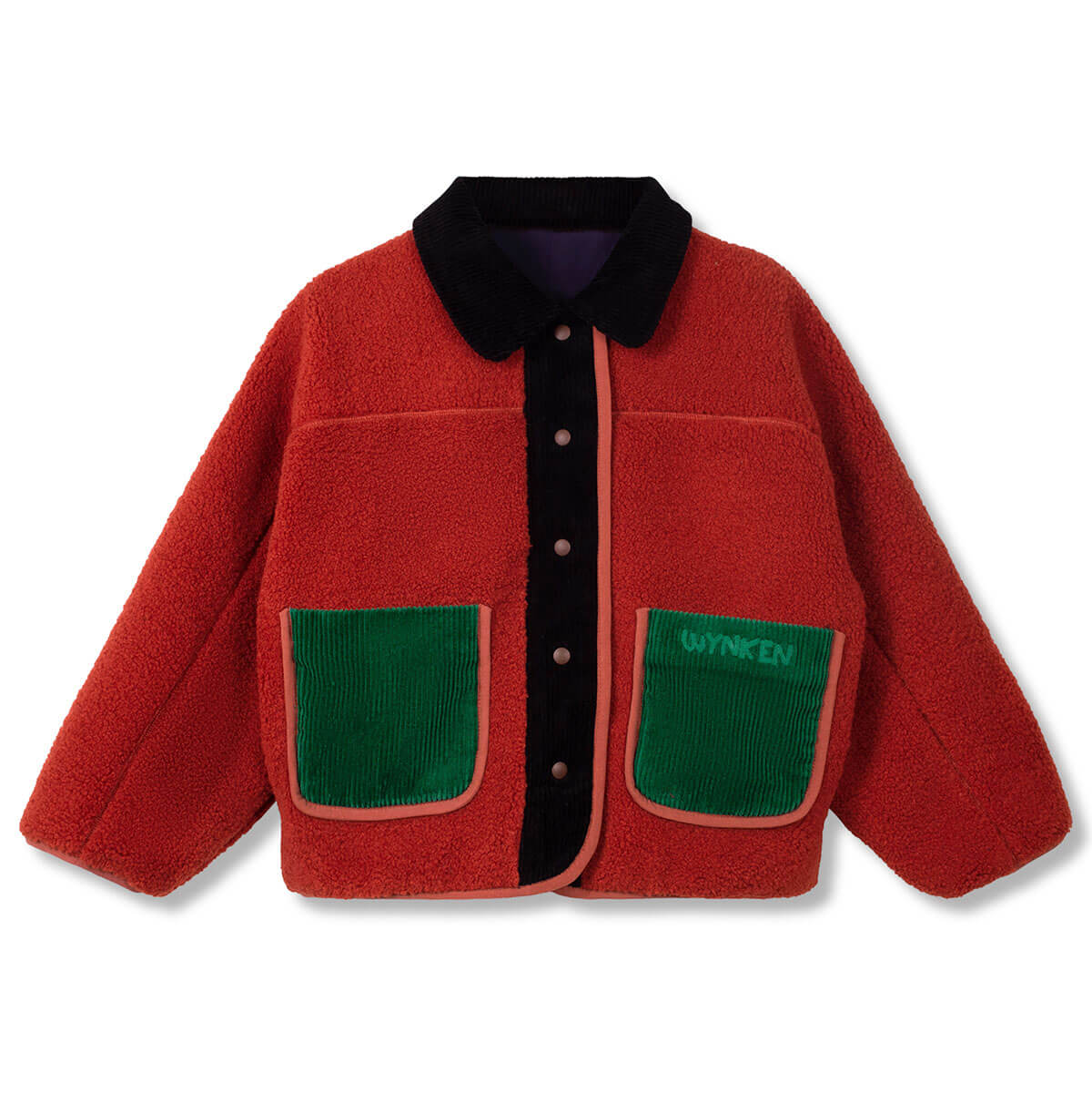 Faux Fur Reversible Jacket in Navy / Rusty Bear by Wynken