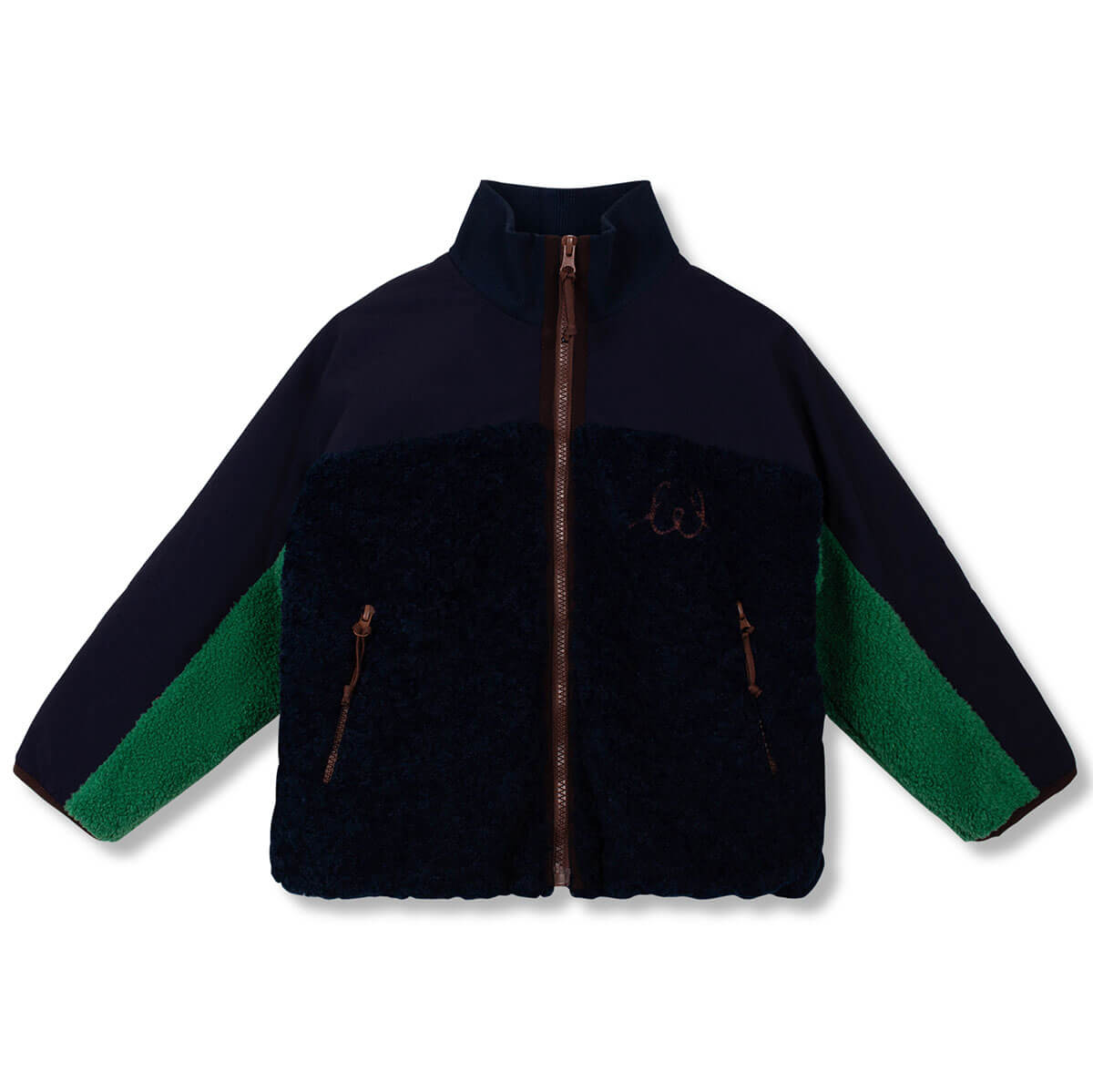 Twk Faux Fur Jacket in Navy / Studio Green by Wynken