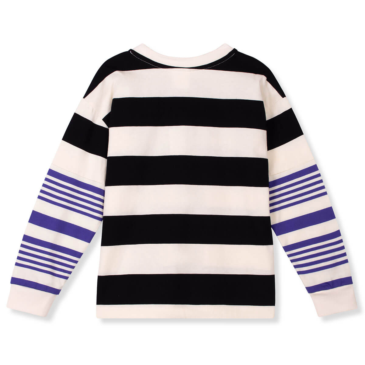 Twk Seam Tee in Black / Ultramarine Stripe by Wynken