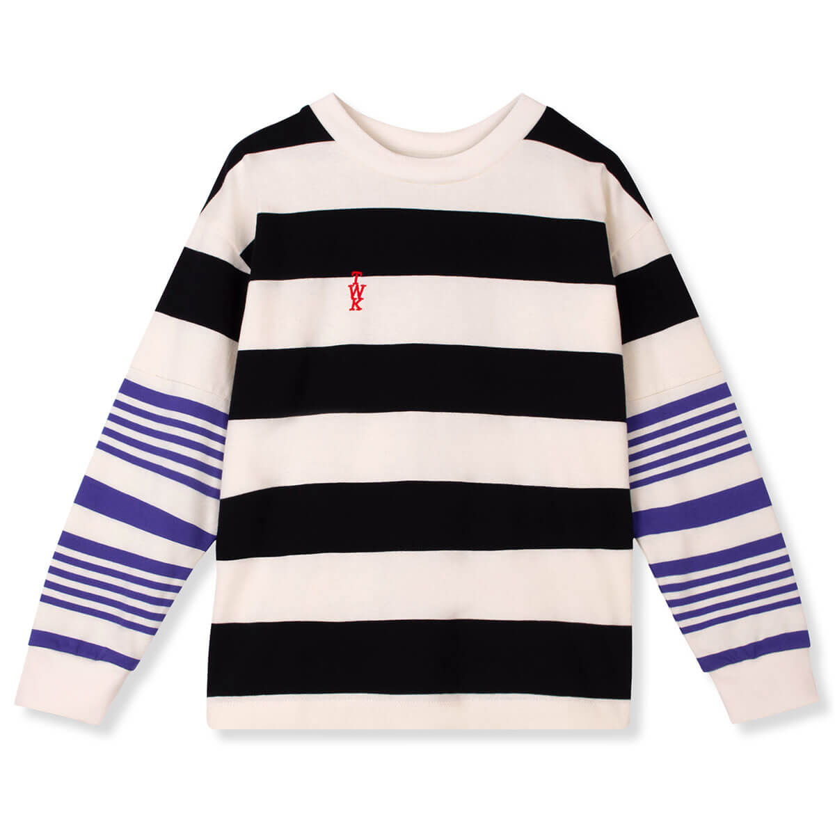 Twk Seam Tee in Black / Ultramarine Stripe by Wynken