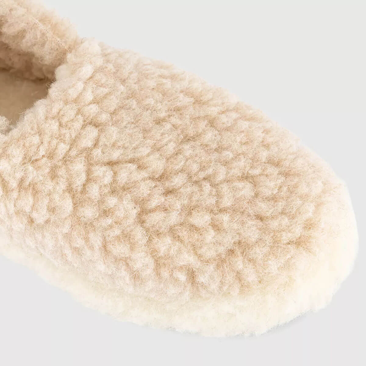Full Slippers in Beige by Yoko Wool