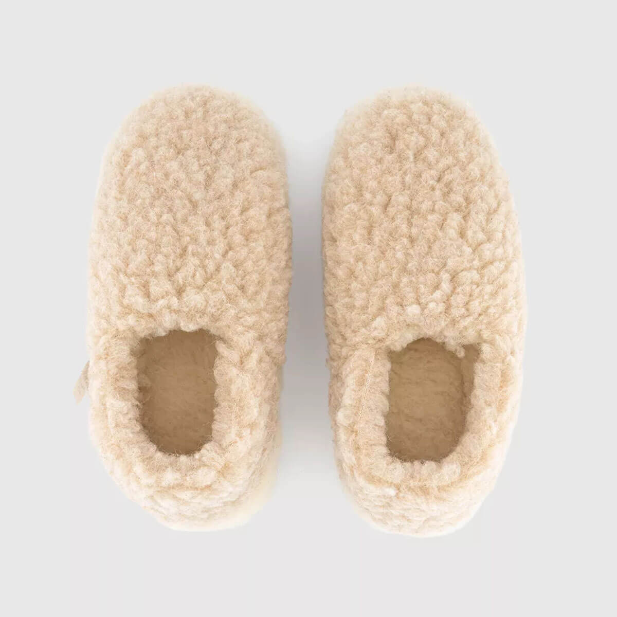 Full Slippers in Beige by Yoko Wool