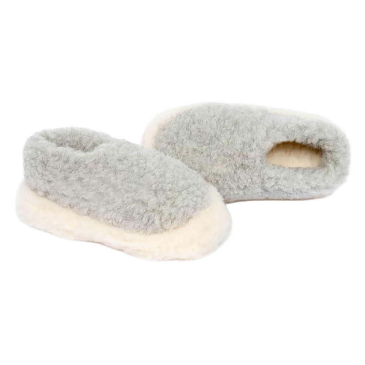 Full Slippers in Light Grey by Yoko Wool