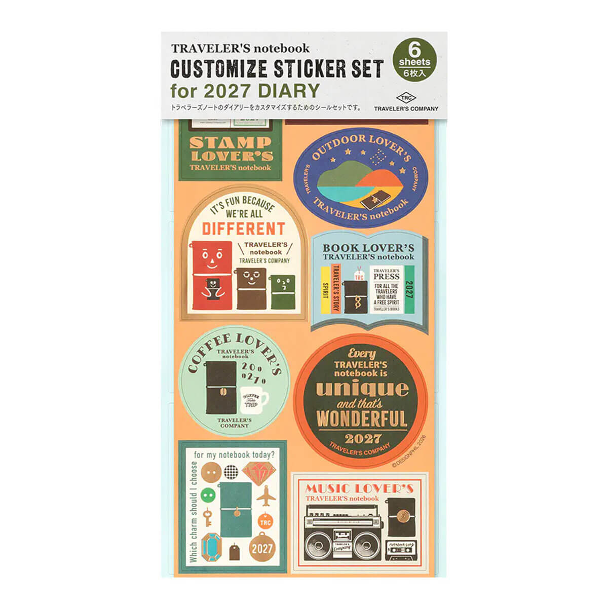 Traveler's Notebook Customised Sticker Set For Diary 2027 by Traveler's Company