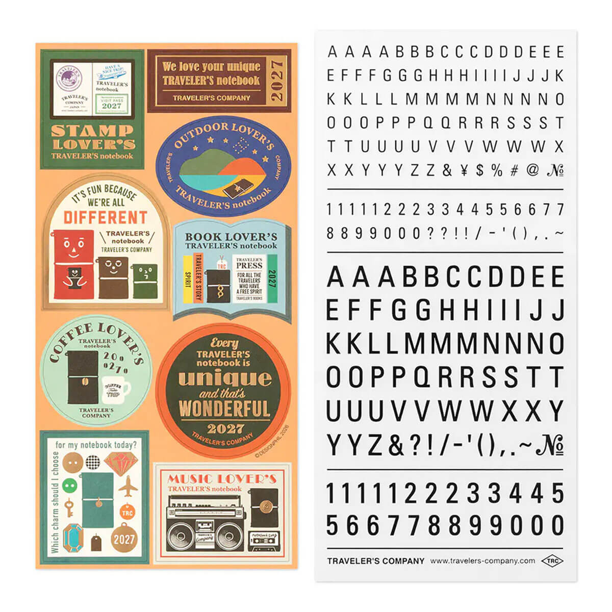 Traveler's Notebook Customised Sticker Set For Diary 2027 by Traveler's Company