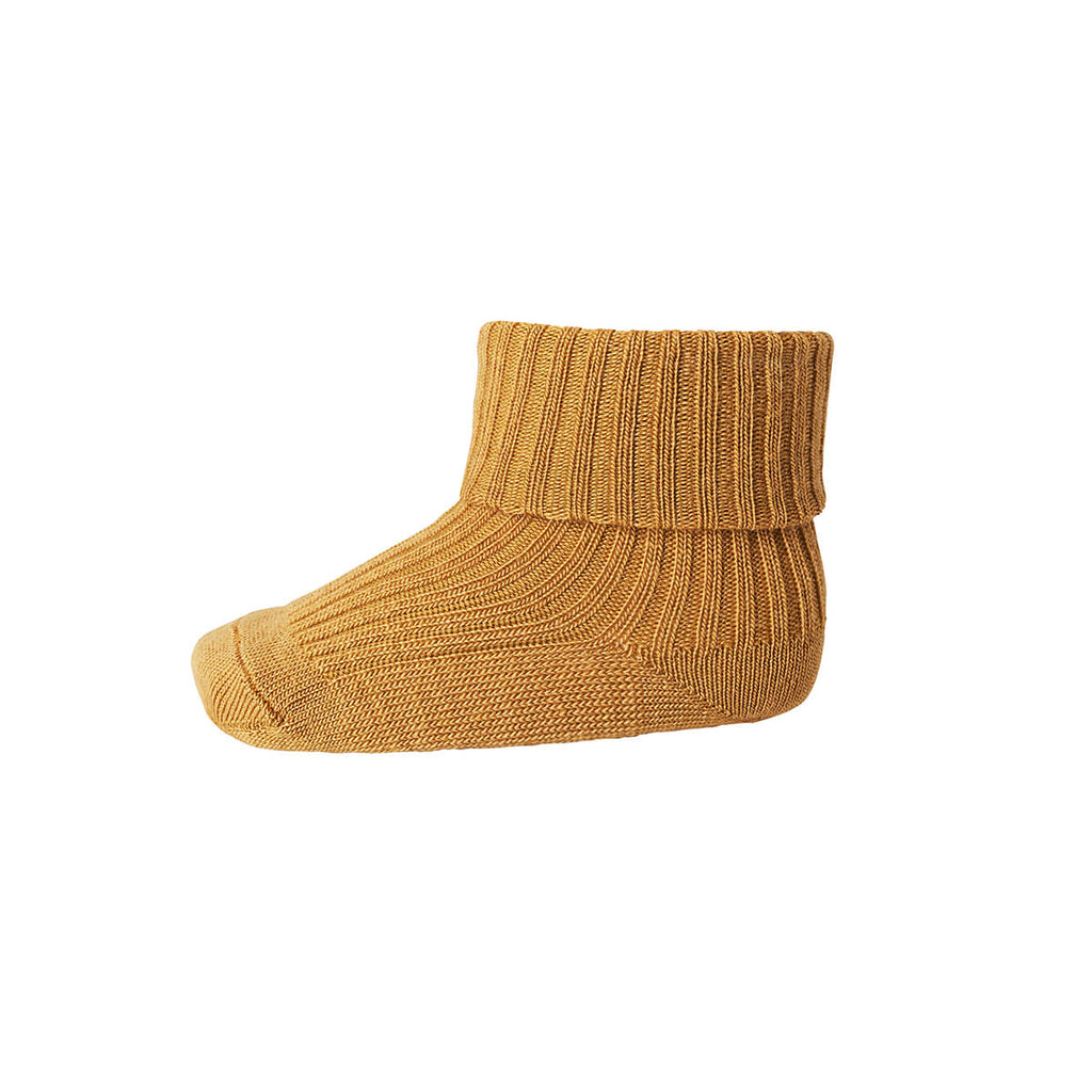 Wool Rib Ankle Socks in Gold by MP Denmark