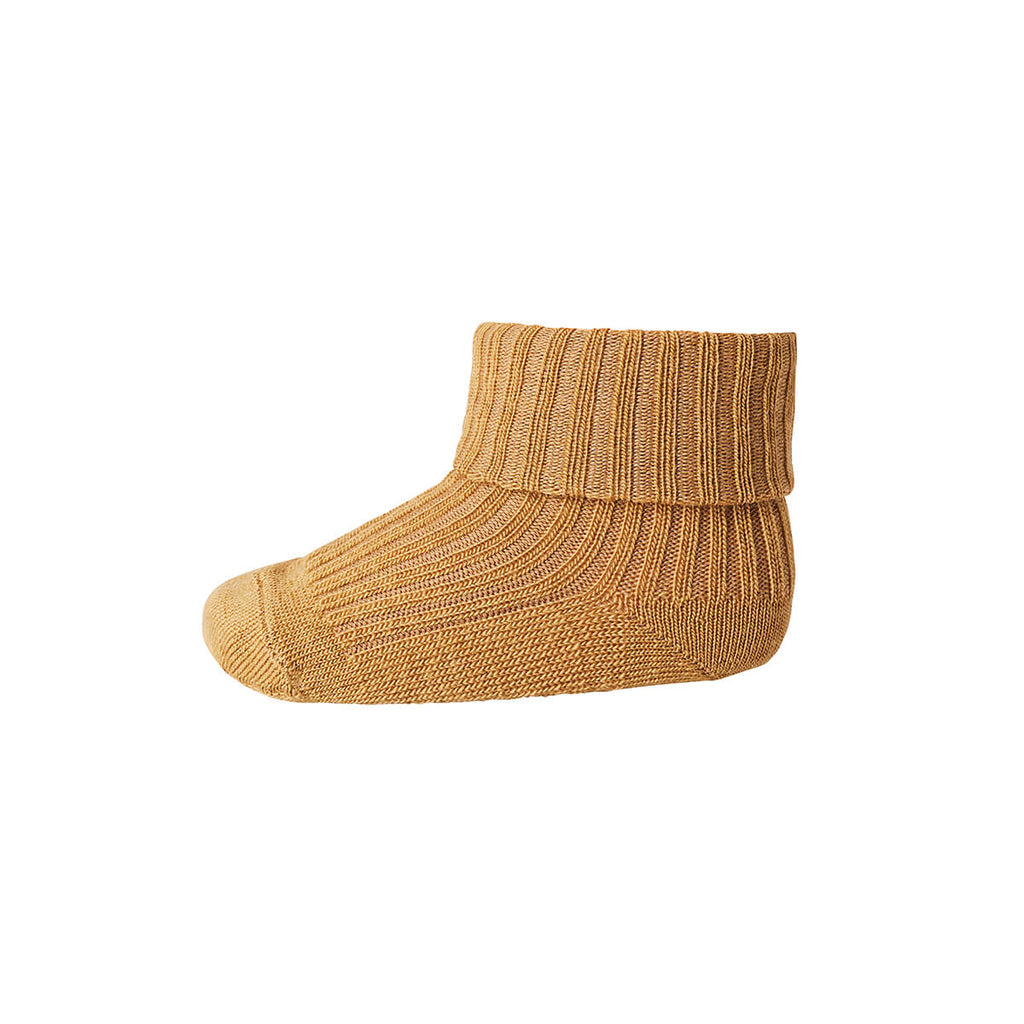 Wool Rib Ankle Socks in Curry by MP Denmark