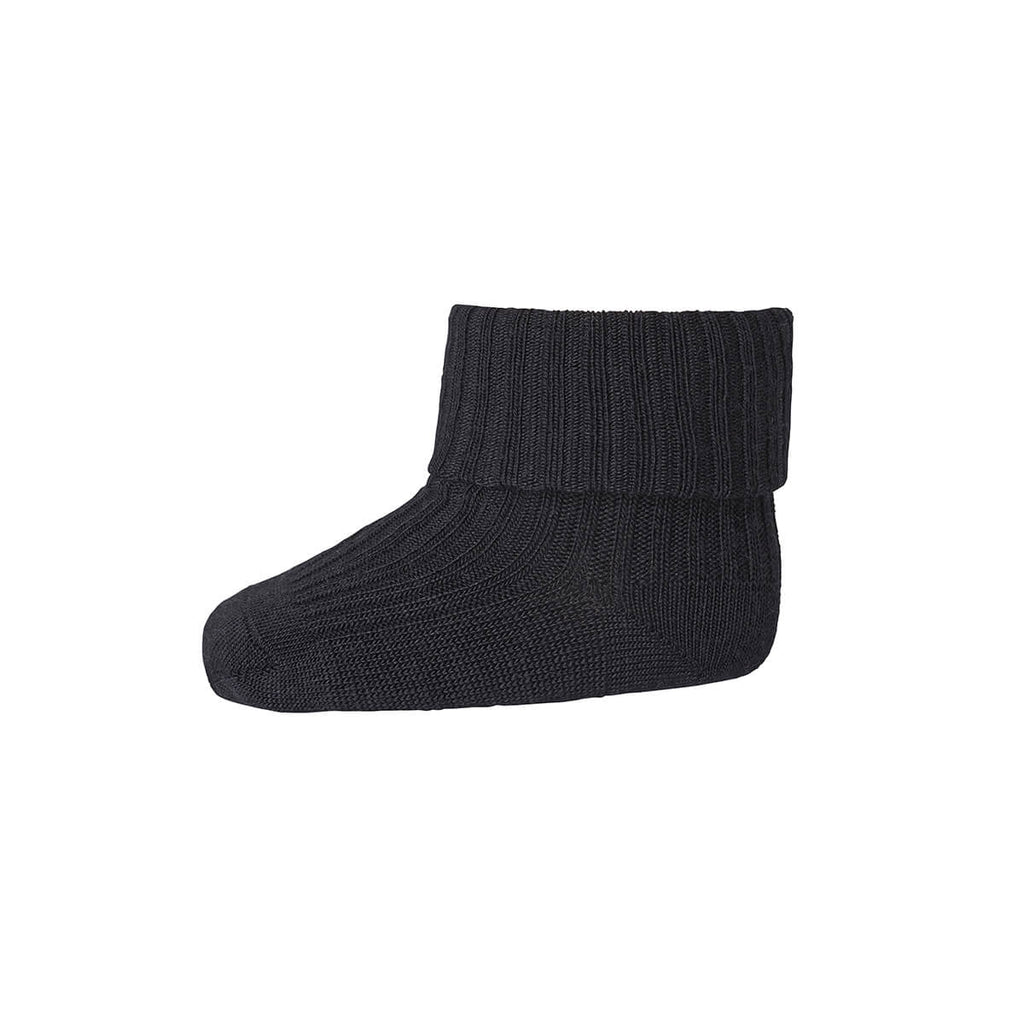 Wool Rib Ankle Socks in Black by MP Denmark