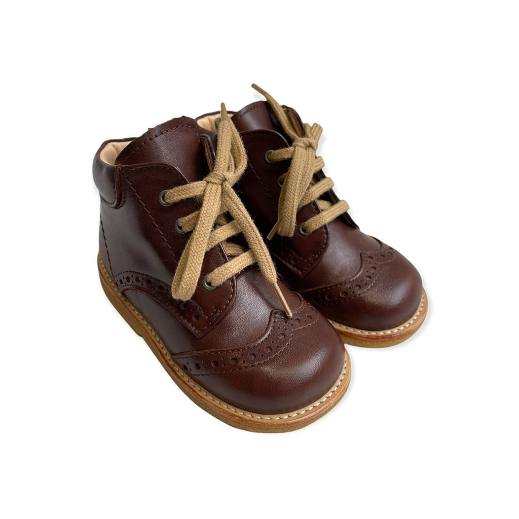 Lace Up Starter Boots in Angulus Brown (Brogue) by Angulus