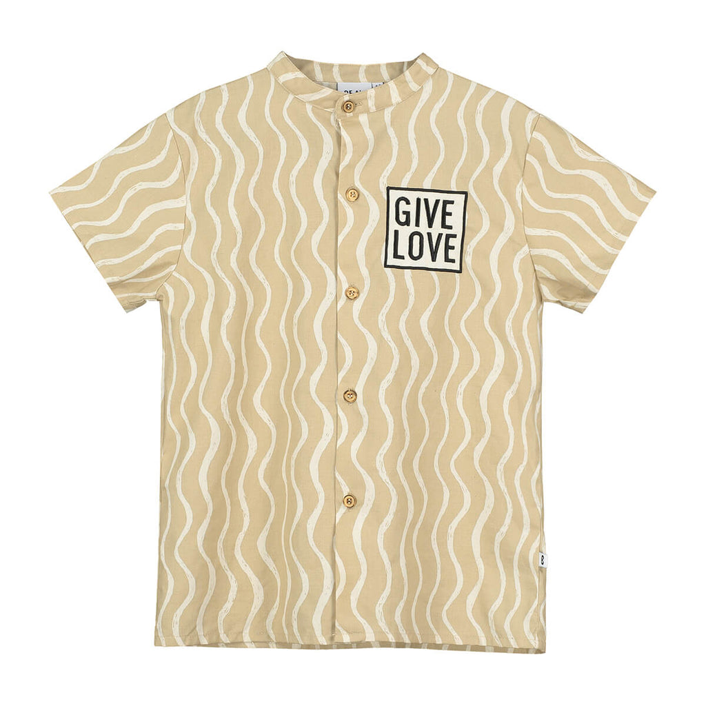Wiggle Print Short Sleeve Shirt in Caramel by Beau Loves