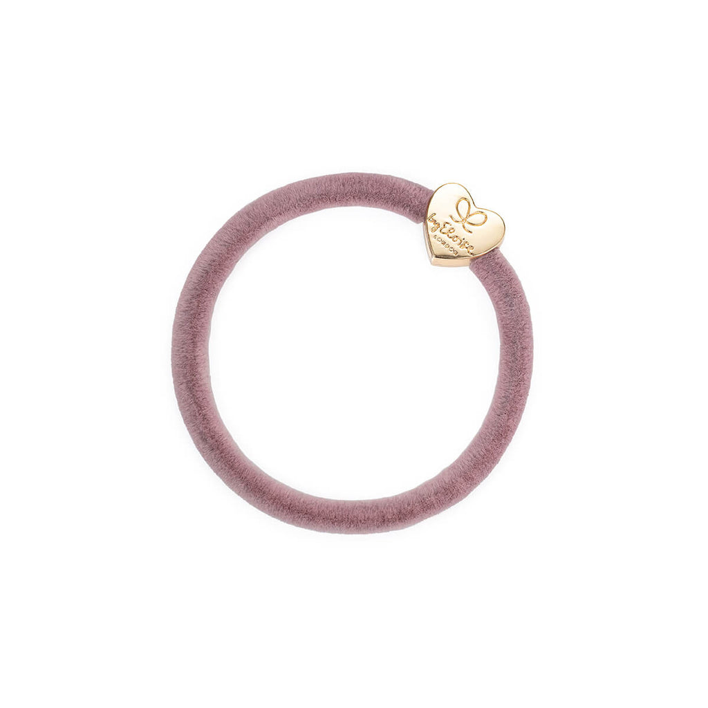 Gold Heart Velvet Hair Band in Champagne Pink by byEloise