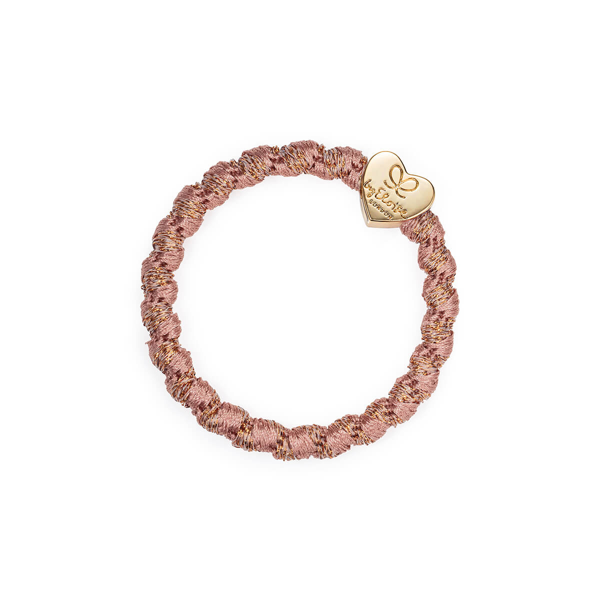 Gold Heart Hair Band in Woven Rosé Shimmer by byEloise